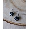 Malé visací náušnice - černá a stříbrná puntíky