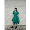 Cípaté šaty - smaragdová jednobarevná