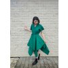 Cípaté šaty - smaragdová jednobarevná