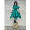 Cípaté šaty - smaragdová jednobarevná