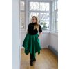 Cípatá sukně - smaragdová jednobarevná