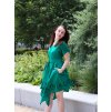 Cípaté šaty - smaragdová s bordurou Počmáraná