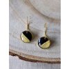 Malé visací náušnice - černá a zlatá půlená