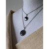 Náhrdelník menší - černá a stříbrná půlená