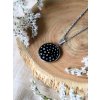 Náhrdelník větší - černá a stříbrná puntíky