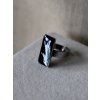 Prsten obdélník - černá a stříbrná tahy