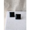 Sada náušnic - černá čtverec a stříbrná tečka