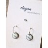 Sada visacích náušnic a pecky - stříbrná a bílá čárka