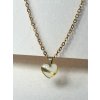 Náhrdelník srdíčko - bílá a zlatá čárka