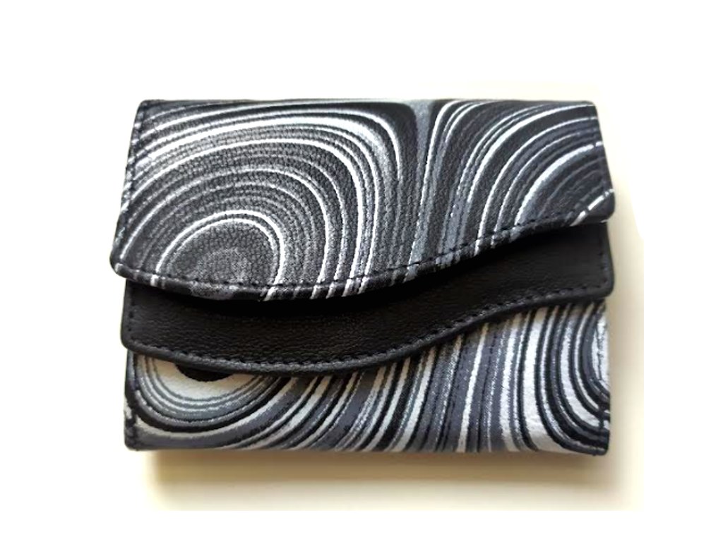 Mini kožená peněženka DD - černá žíhaná