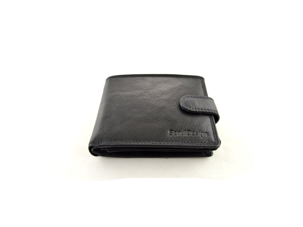 Černá kožená peněženka s přezkou SendiDesign
