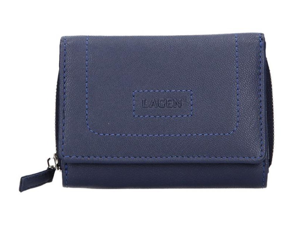 Menší kožená peněženka Lagen - modrá