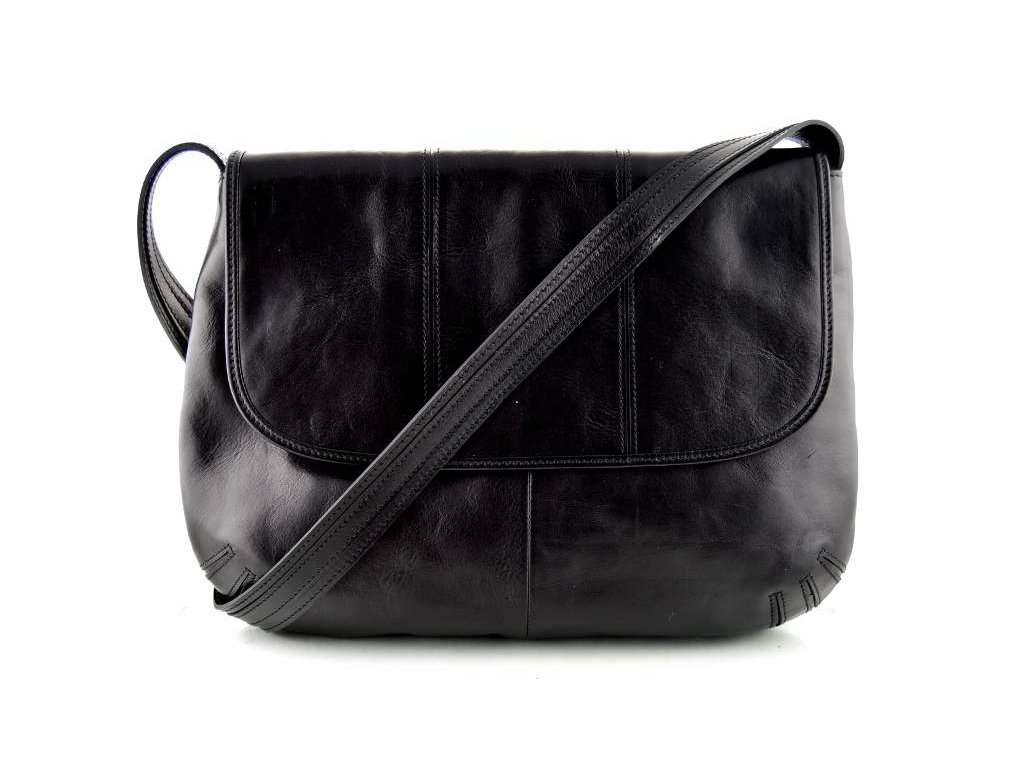 Klopnová kožená taška Silvercase - černá