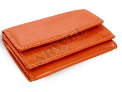 Kožená mini peněženka - oranžová