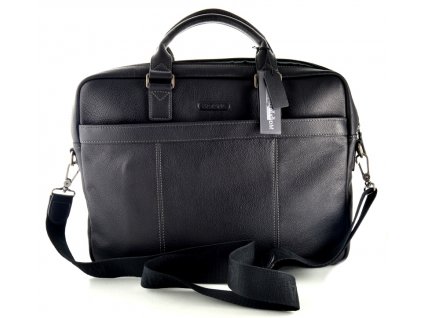 Jednofochová manažerská kožená taška na notebook Katana - černá