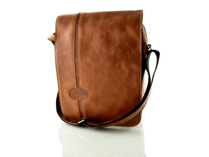 Pánské kožené crossbody na výšku - hnědé