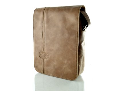 Pánské kožené crossbody na výšku - světle hnědé