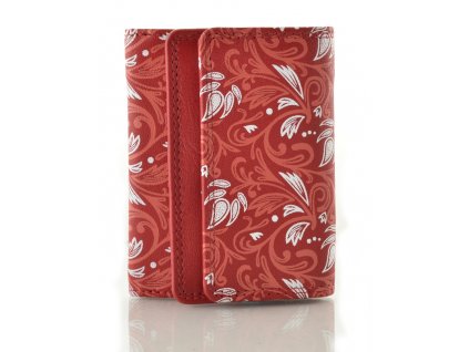 Malá kožená peněženka - červená kytky