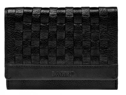 Černá dámská kožená peněženka s kostičkovým vzorem