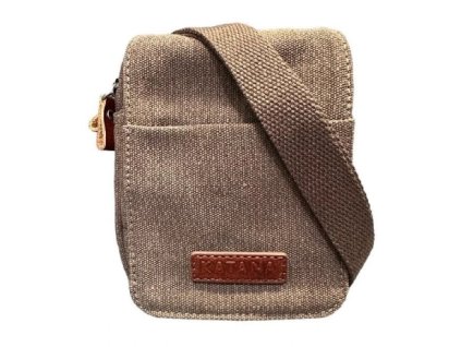 Menší taštička přes rameno i na opasek Katana z pevného textilu - hnědá
