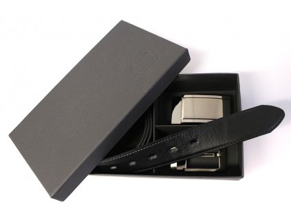 Dárkový set s černým koženým opaskem 115 cm - Penny Belts