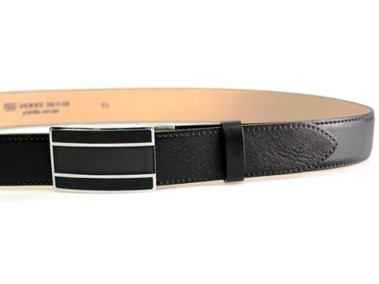 Společenský černý kožený opasek s plnou sponou - Penny Belts