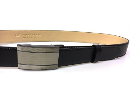 Společenský černý kožený opasek s plnou sponou - Penny Belts 110 cm