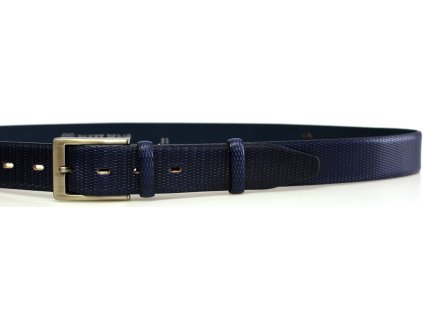 Společenský modrý kožený opasek 110 cm - Penny Belts
