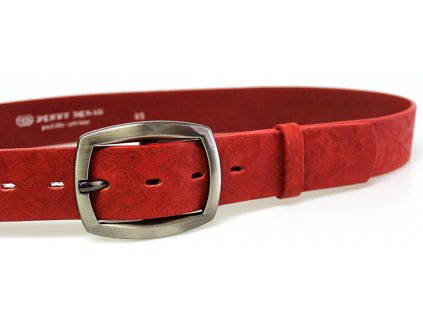 Červený vzorovaný kožený dámský opasek 100 cm- Penny Belts