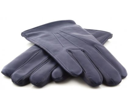Klasické pánské kožené rukavice s podšívkou - modrá