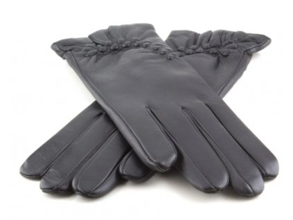 Dámské kožené rukavice Bohemia Gloves s nařasením  - černé