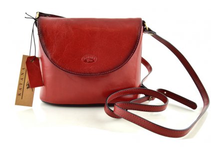 Kožená mini klopnová kabelka Katana - červená