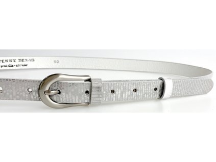 Dámský kožený opasek stříbrný metal- Penny Belts 90 cm