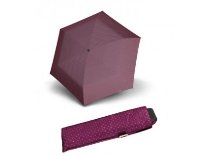 Deštní Doppler placatý carbonsteel mini slim - vínový puntík