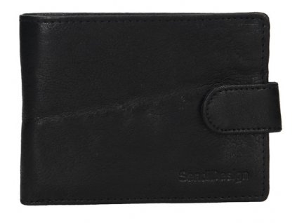 Černá kožená peněženka s přezkou SendiDesign