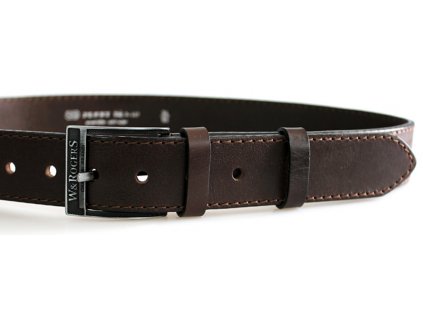 Tmavě hnědý kožený opasek 105 cm W&RogerS