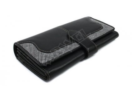 Podlouhlá dámská kožená peněženka Arwel černá textil