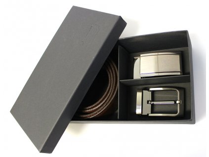 Dárkový set s tmavě hnědým koženým opaskem 115 cm - Penny Belts