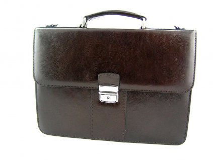 Luxusní kožená aktovka Silvercase z italské kůže - tmavě hnědá