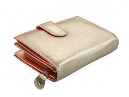 Kožená peněženka Arwel s přezkou - zlatorůžová