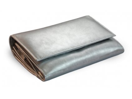 Podlouhlá kožená peněženka Arwel - stříbrná