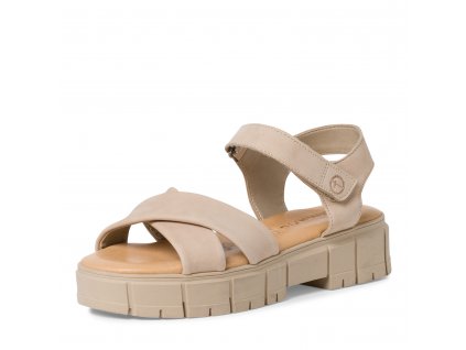 Pohodlné kožené béžové sandály Tamaris