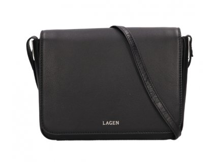 Klopnová kožená kabelka Lagen - černá