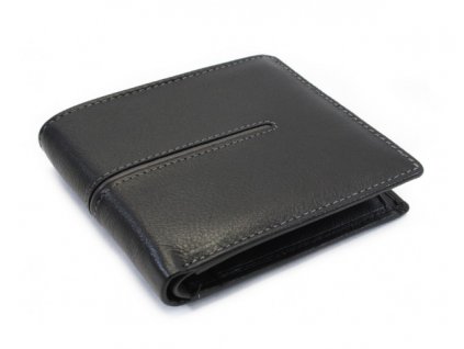 Kožená pánská peněženka ARWEL - černá s šedým proužkem