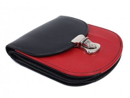 Černočervená malá dámská kožená peněženka se zámečkem