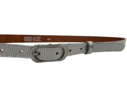 Dámský kožený opasek stříbrný metal- Penny Belts 90 cm