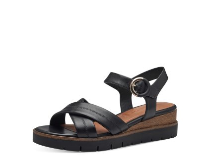 Pohodlné kožené sandály Tamaris černé