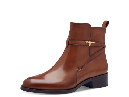 Elegantní kožená kotníková obuv Tamaris hnědá