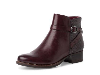 Elegantní kožená kotníková obuv Tamaris bordo