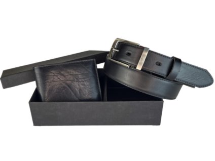 Dárkový kožený set Penny Belts 35020 opasek+peněženka vtmavě modré barvě